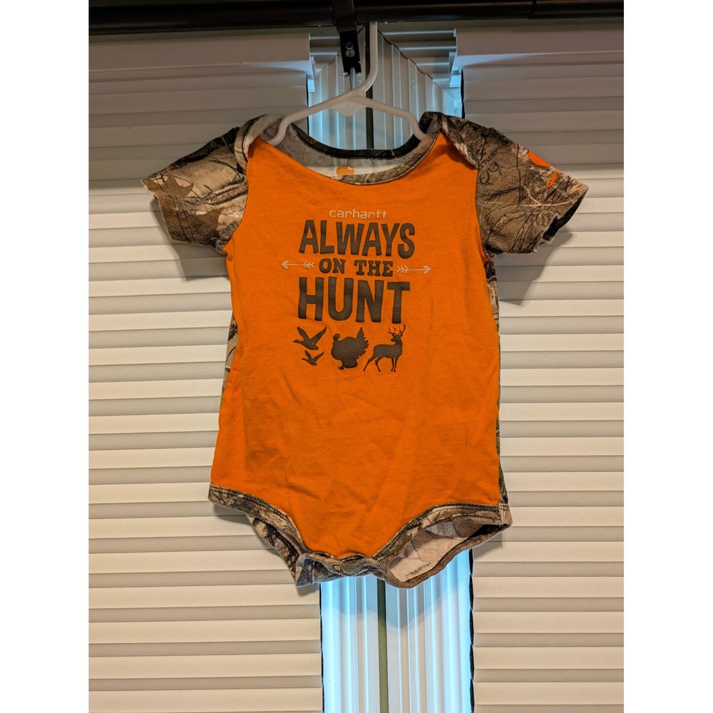 Carhartt Baby Boy Always On The Hunt Camo Bodysuit Orange 12M RealTree